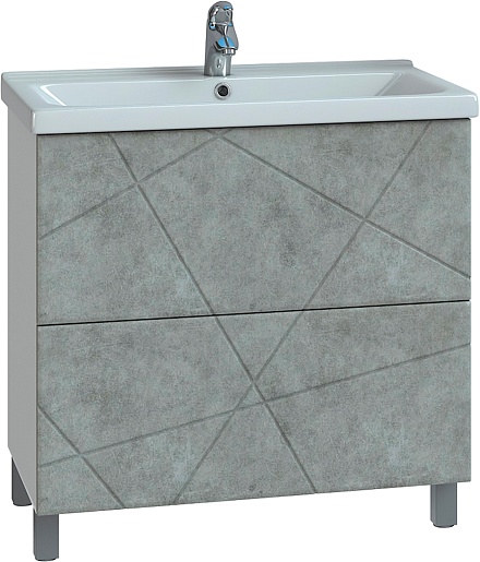 Тумба напольная Vigo Geometry 70 бетон с умывальником Como 70