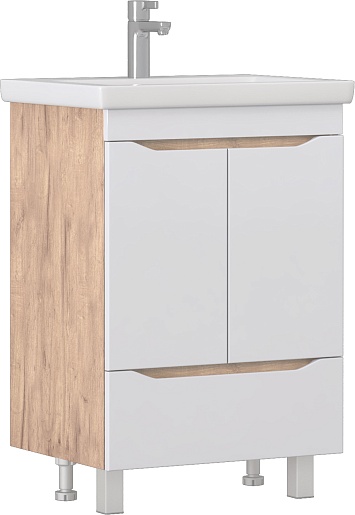 Тумба напольная Vigo Grani 60 дуб золотой с одним ящиком и умывальником Como 60