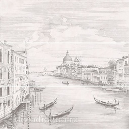 Панно для настенной плитки Kerama Marazzi Панно Город на воде Venice, состоит из 3 частей 12109R3x3F 75*75 см