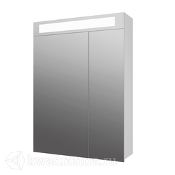 Зеркало-шкаф Dreja UNI 60 см, 2 дверцы, 4 стеклянные полки, с подсветкой и выключателем, белый 99.9001