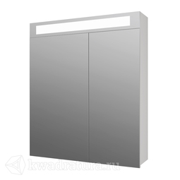 Зеркало-шкаф Dreja UNI 70 см, 2 дверцы, 4 стеклянные полки, с подсветкой и выключателем, белый