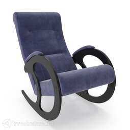 Кресло-качалка МекКо Неаполь Модель 3 (Венге-эмаль/Ткань Синия Denim blue)