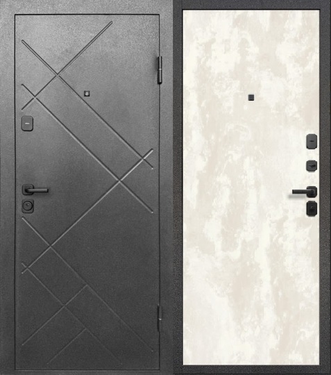 Дверь входная металлическая Е-Трейд 7 см Штамп Букле графит - Перламутр