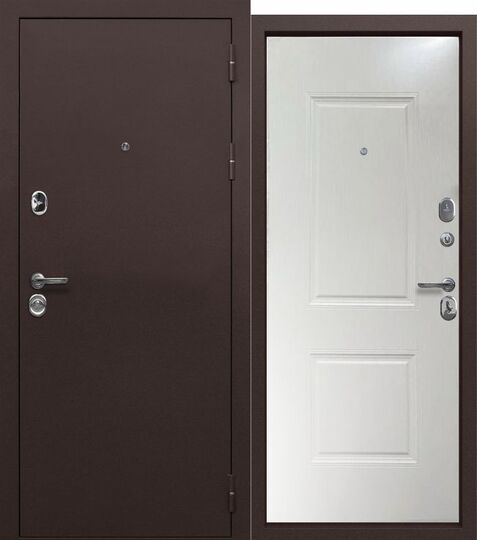 Дверь входная металлическая Е-Трейд 9 см Медный Антик - Белый Клен