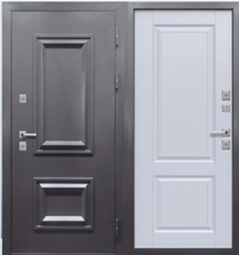 Дверь входная металлическая Прораб Протерма 11см Багет Букле антрацит / Велюр белый софт