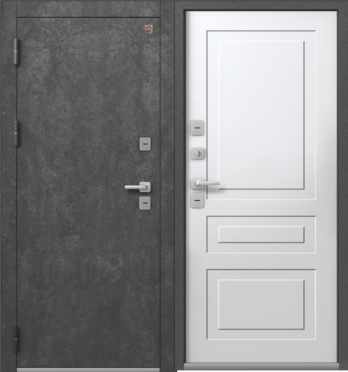 Дверь входная металлическая Центурион Т-9 Антрацит муар + Серый камень - Кашемир белый