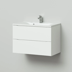Тумба подвесная Итана Мишель 80 см, белая с умывальником Madera Milen