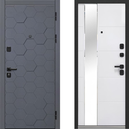 Дверь входная металлическая Luxor 2МДФ 3Д Сатин графит - Белый софт