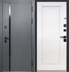 Дверь входная металлическая Luxor 2МДФ Горизонталь НЕО Сатин графит - Эмалит белый