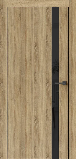 Межкомнатная дверь Дверные решения Прима Дуб европейский стекло черное кромка черная