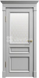 Дверь межкомнатная Uberture Rimini ПДО 80001 Серена светло-серый - наливной витраж с золотистым глиттером