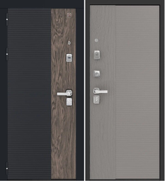 Дверь входная металлическая Центурион С-112 Черный муар + Кварц Черный + Орех мокко - Базальт