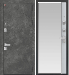 Дверь входная металлическая Центурион С-114 Черный муар + Серый камень - Белый